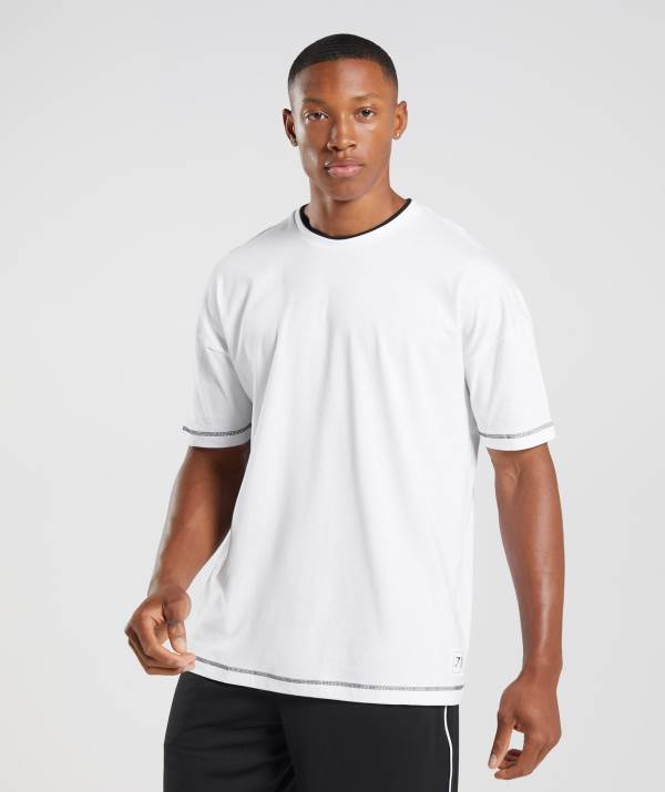 Panske Tricka Gymshark Recess Čierne Biele | WN9120487